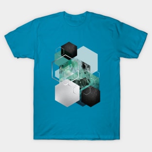 Teal Hexagonal Geometric T-Shirt